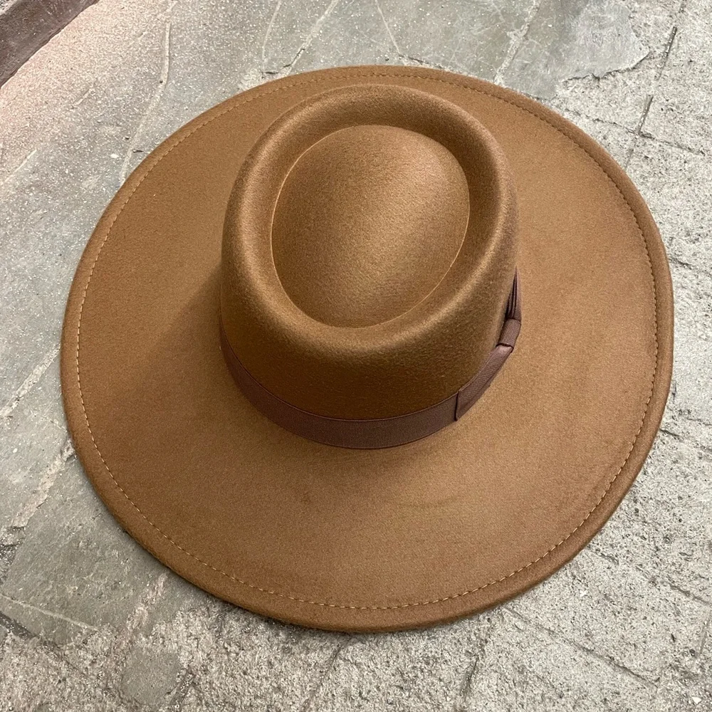 TAN bolero flat brim rancher boho hat - Picture 4 of 7